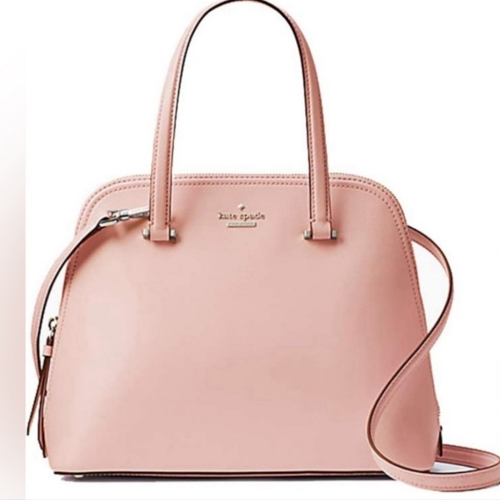 Kate Spade Pink Leather Handbag Dome Satchel Crossbidy Bag Good Cond.